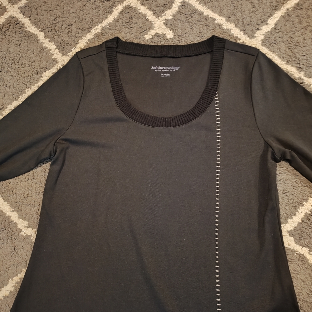 Soft Surroundings Black Maxi Dress Size MT Long Sleeve - Picture 2 of 7